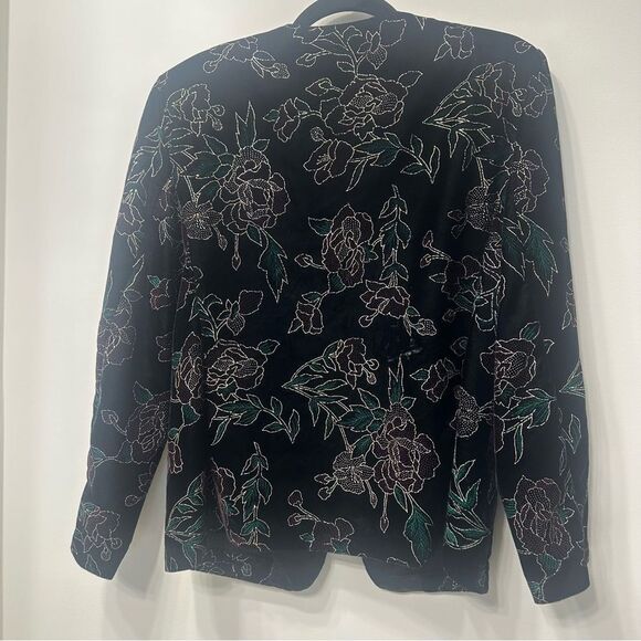 Vintage Burnout Velvet Blazer Size 12P Floral Jacket Boho Goth Whimsigoth 90s - Picture 7 of 9
